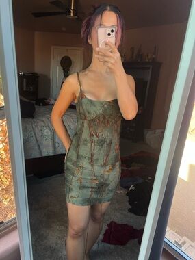 3 for $20 - Fashion Nova XS Green Marble-Print Two Piece Set